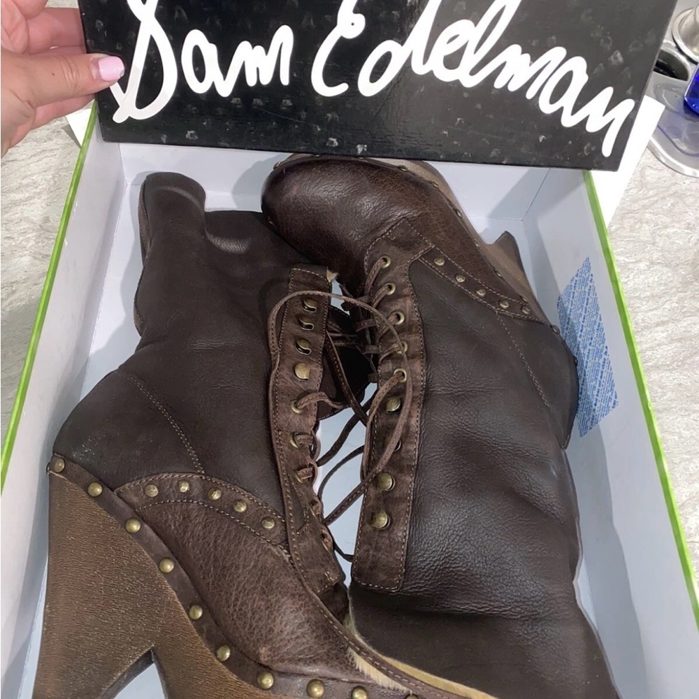 Sam Edelman Dark Brown Lace Up Boots
